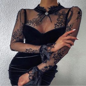 Dentelle Manches Longues Moulante  Petites Robes Noires