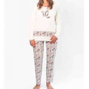PYJAMA FEMME BRODE OISEAU – ROSE POMME