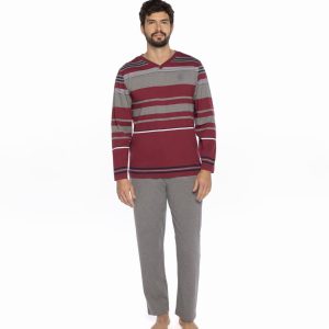 PYJAMA HOMME RAYURE BORDEAUX – GUASCH