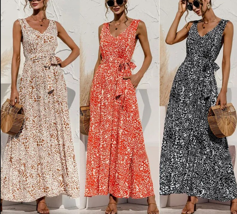 Robe bohème à imprimé léopard pour femmes Hally