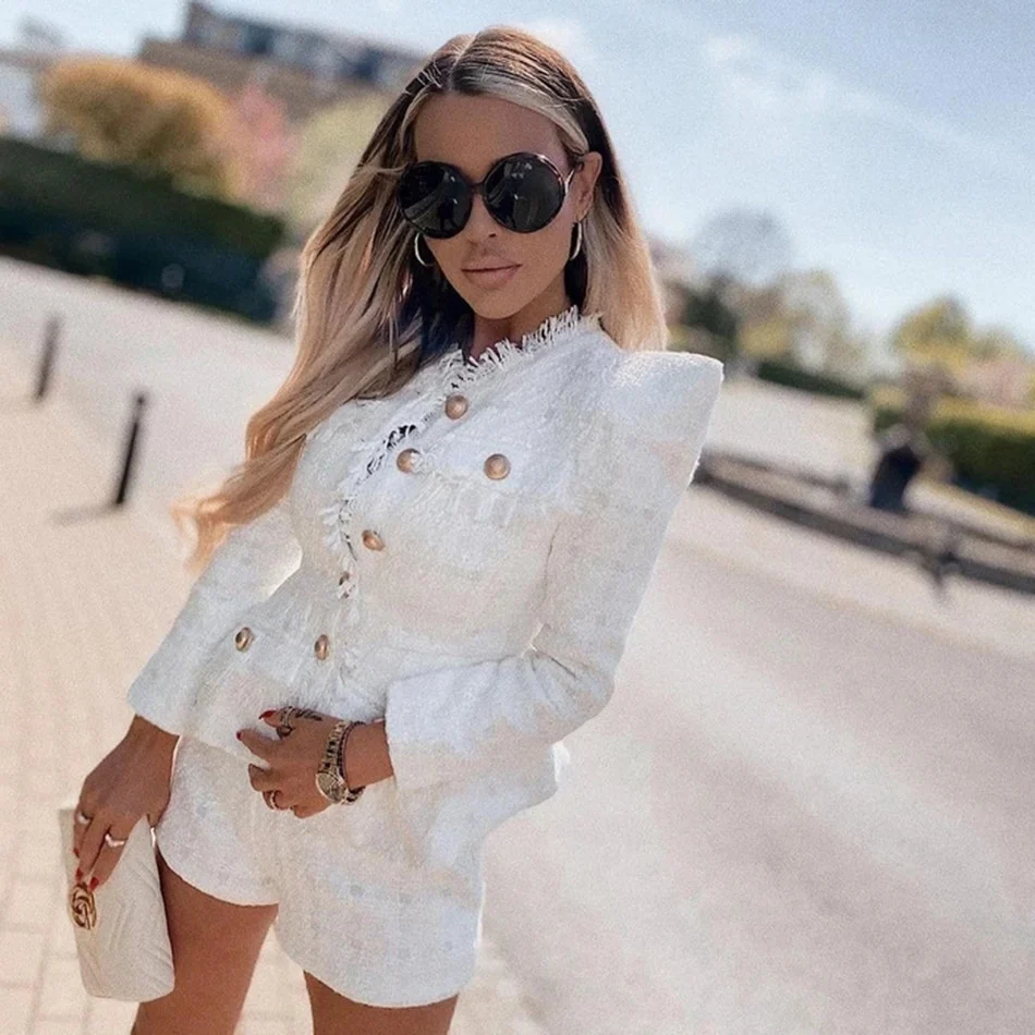 Ensemble veste à simple boutonnage et short taille haute Saliya