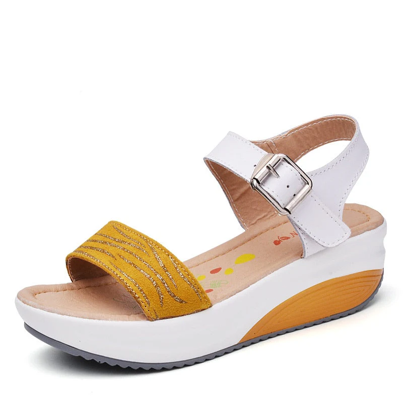 Chaussures orthopédiques compensées en cuir véritable pour femmes – Honory