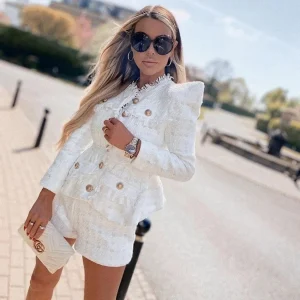 Ensemble veste à simple boutonnage et short taille haute Saliya