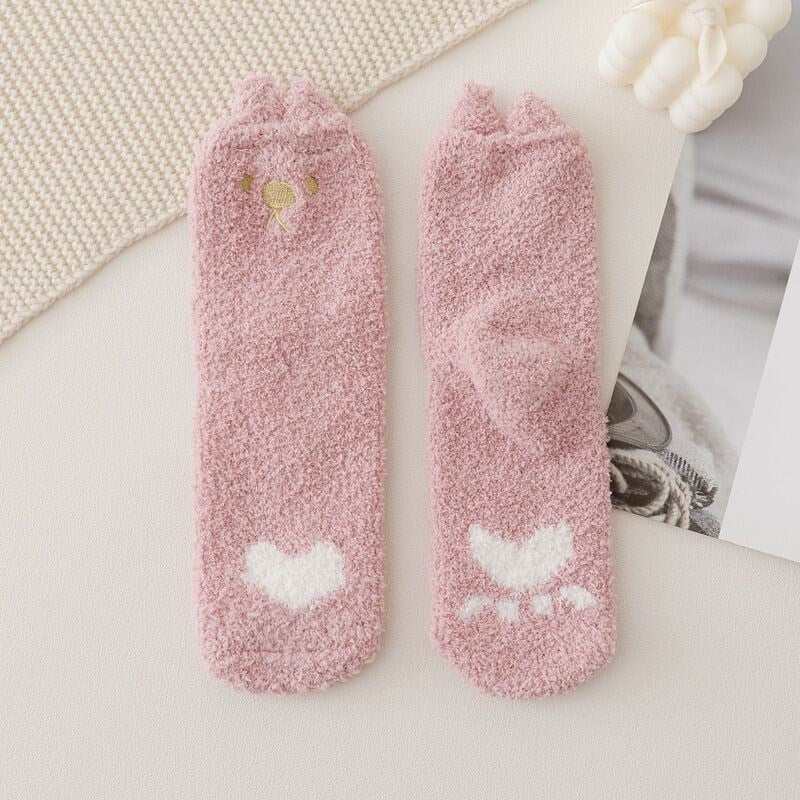 Chaussettes longues et moelleuses pour femme avec motif empreinte de patte Lainey