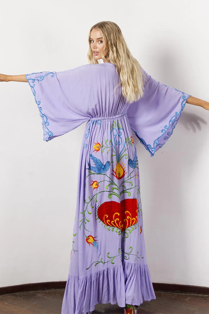 Robe Longue Col V Bohème – Ella