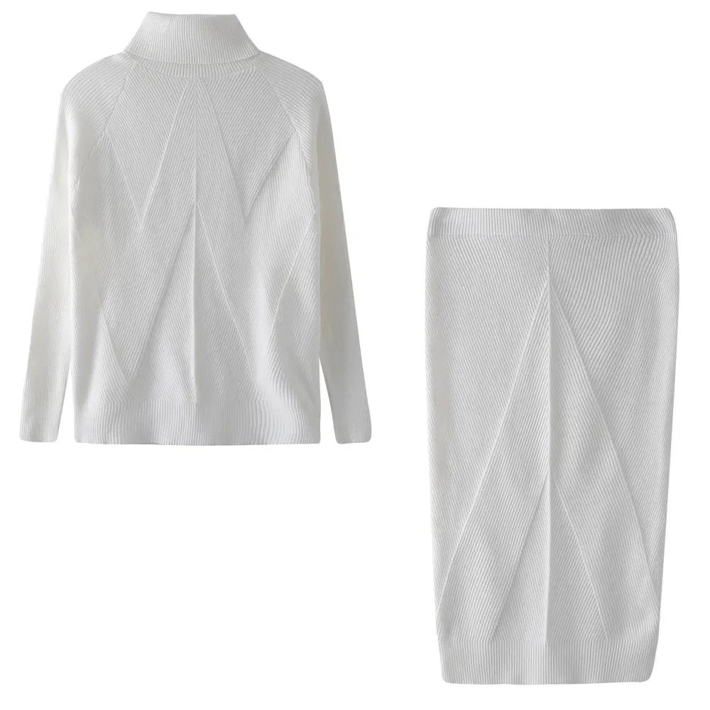 Pull à col roulé et jupe slim pour femme