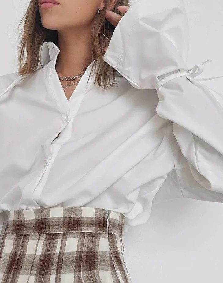 Chemisier à lacets blanc pour femme Otten