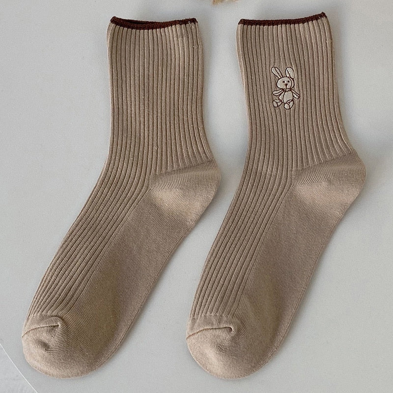 Chaussettes femme longues rayures avec lapin Lilianna