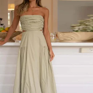 Robe de soirée mi-longue sans bretelles, élégante pour Femmes -Batty
