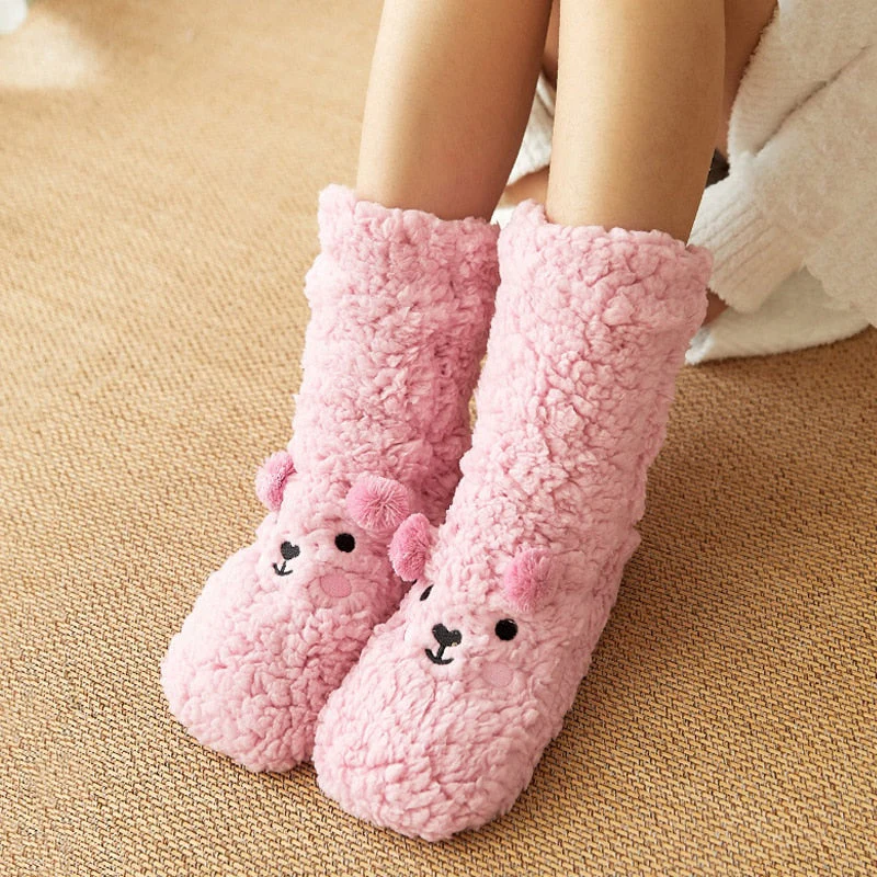 Chaussettes longues femme peluche motif ours en peluche Katalina