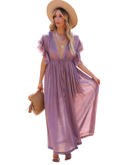 Longue  Robe Bohème Violette – Oriana