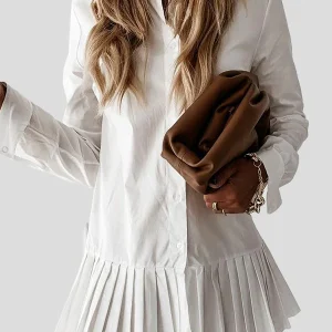 Robe chemise plissée blanche Shara