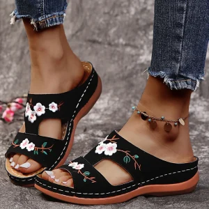 Sandales d'été à fleurs pour femmes - Peep