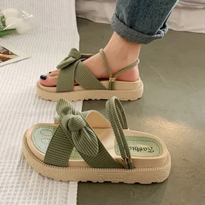 Sandales d'été à semelle épaisse | Style féerique avec nœud papillon