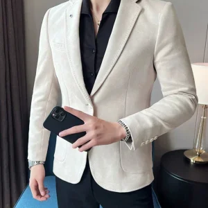Blazer Homme Élégant Bouton Unique en Élasthanne - Blazer Mathéo
