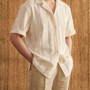 Chemise Décontractée Homme Été Blanc Cassé Style Old Money - Chemise Basile
