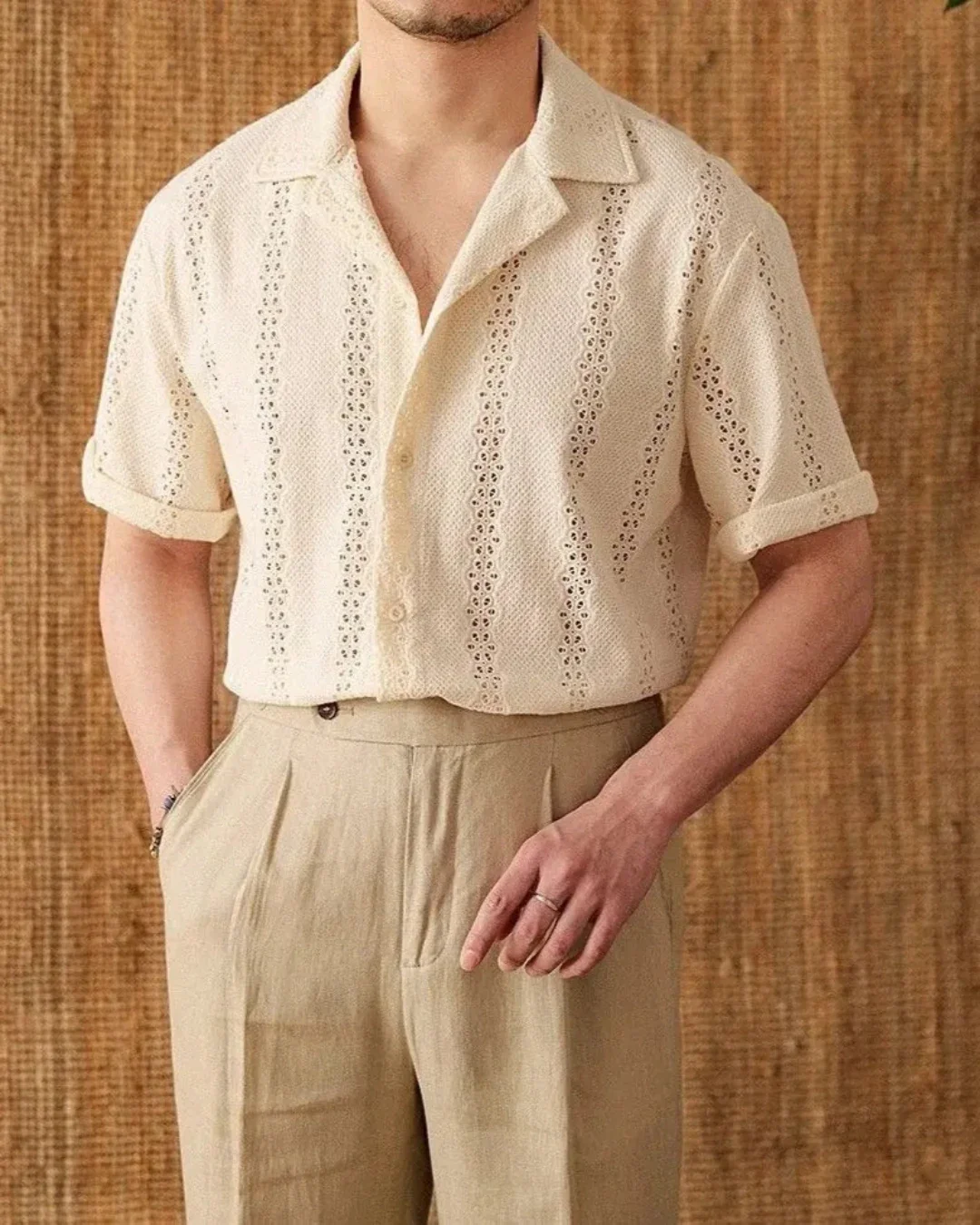 Chemise Décontractée Homme Été Blanc Cassé Style Old Money – Chemise Basile
