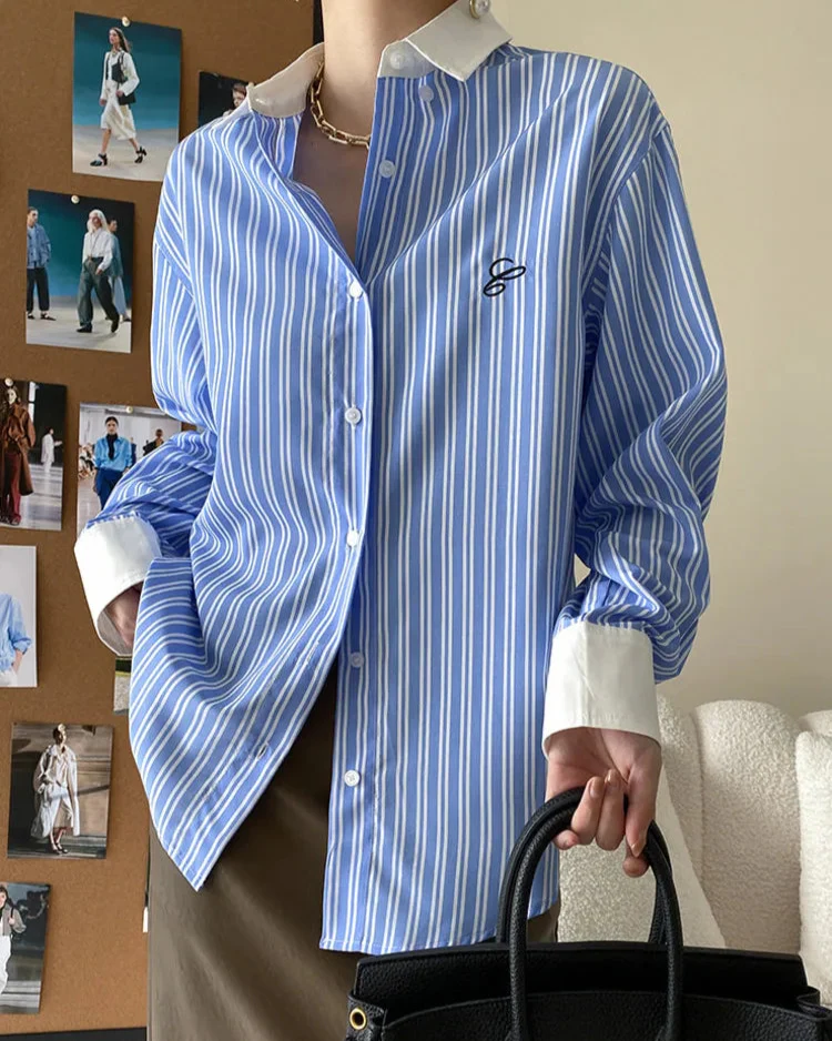 Chemise Femme en Fibres Naturelles avec Col Rabattu – Chemise Blanche
