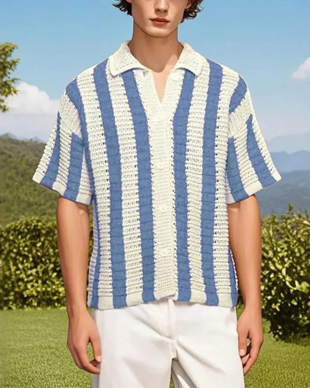 Chemise Homme Rayée Décontractée Style Old Money – Chemise Marin