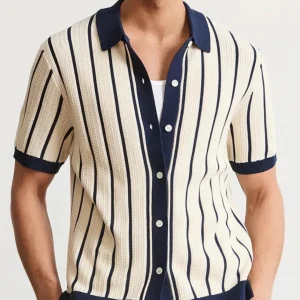 Chemise Homme Rayée en Viscose à Manches Courtes - Chemise Maxence