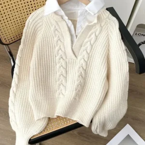 Pull Femme Chic avec Col Polo Élégant - Pull Célie