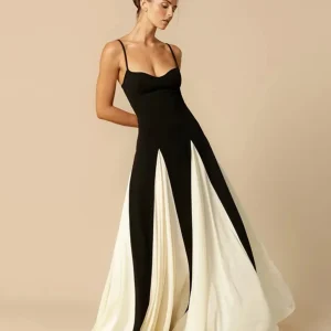 Robe Élégante Femme à Bretelles Contrastées et Style Old Money - Robe Edna