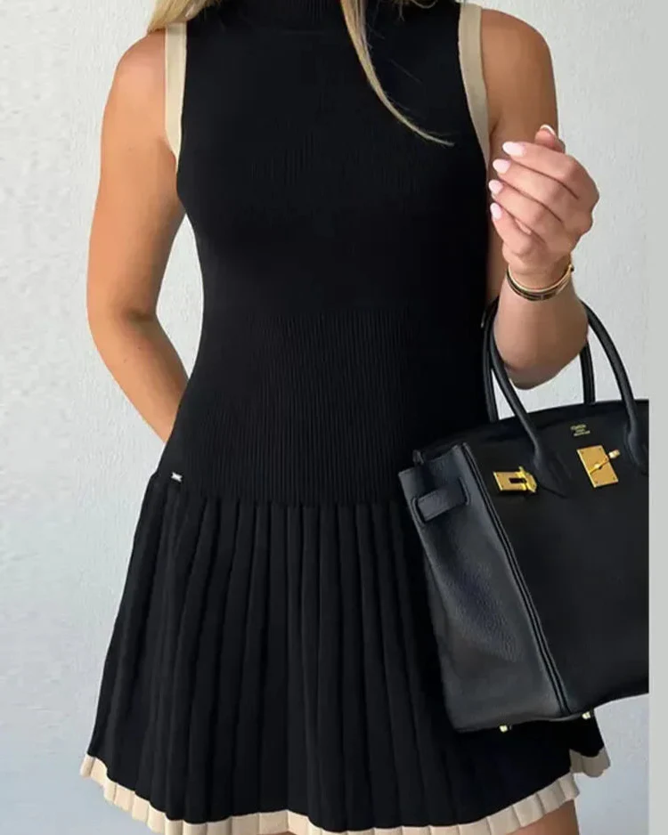 Robe Courte Femme en Maille Colorée avec Col Rond et Style Old Money – Robe Luce
