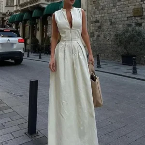Robe Longue Femme à Taille Haute et Style Old Money - Robe Sidonie