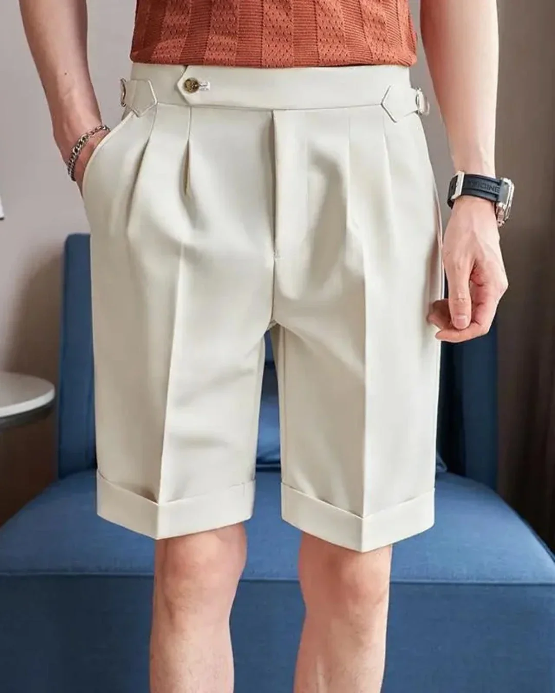 Short Homme Élégant Type Costume en 100% Coton – Short Claude