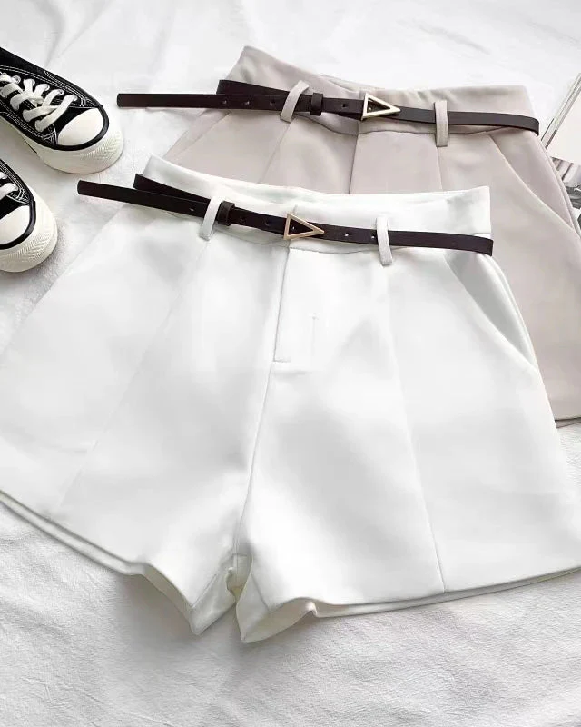 Short Femme Élégant avec Ceinture et Braguette Zippée – Short Colombe